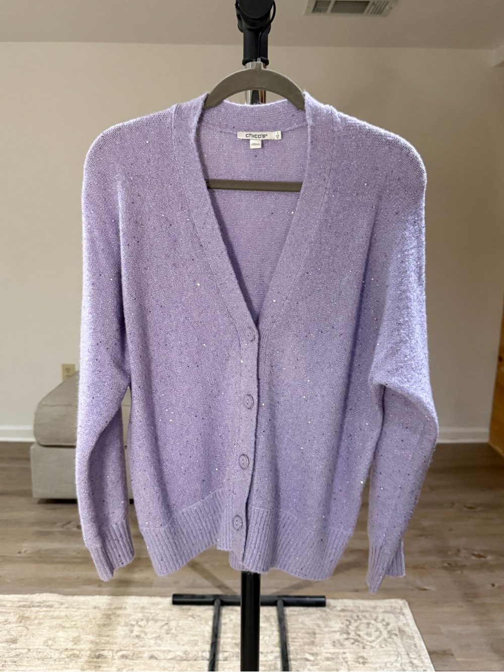 Chico's Purple Cardigan Size 1 (Medium) Like New